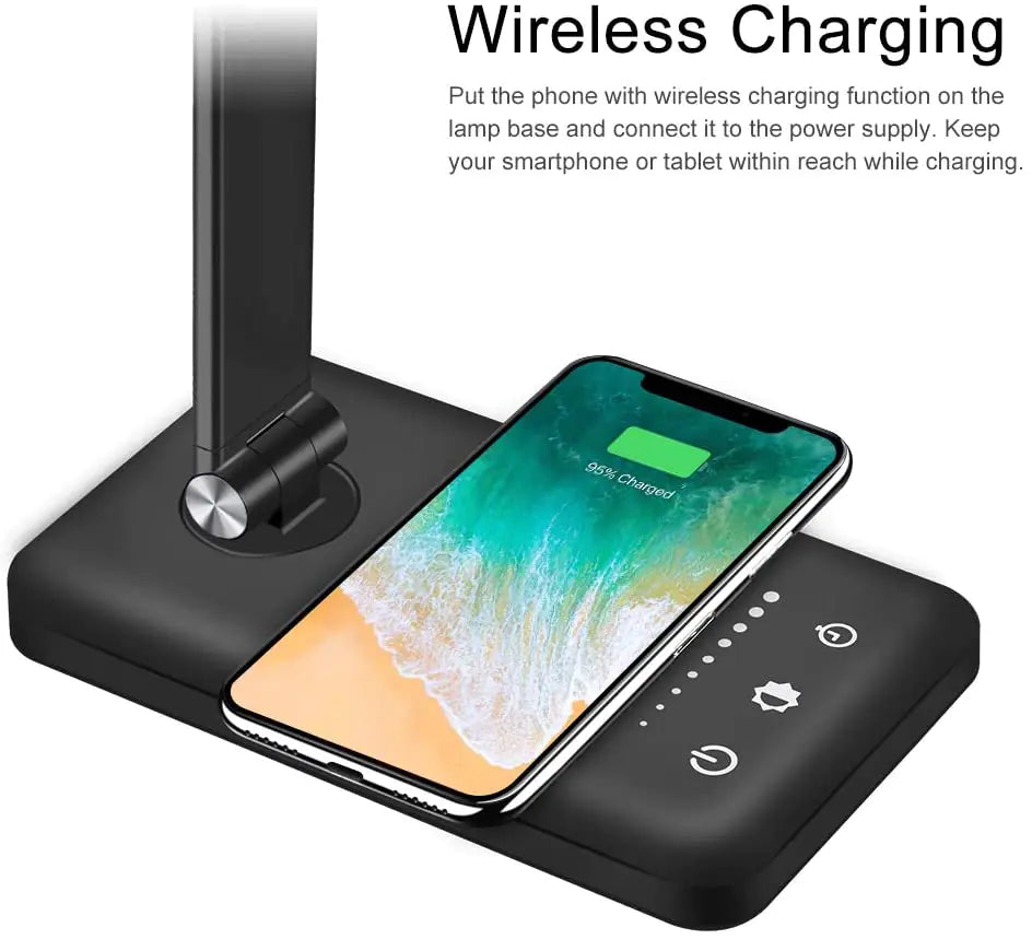 5 Lighting Mode LED Desk Lamp + Wireless Phone Charger by Anti Spier