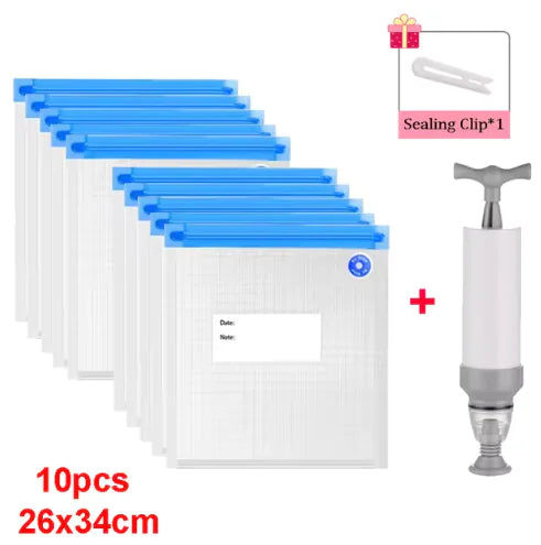 Reusable Vacuum Sealer Bag Kitchen Food Storage Zipper Bag Air Valve Pump Seal Vegetables Meat Snack Sealer Fresh Keeping Bag by Anti Spier