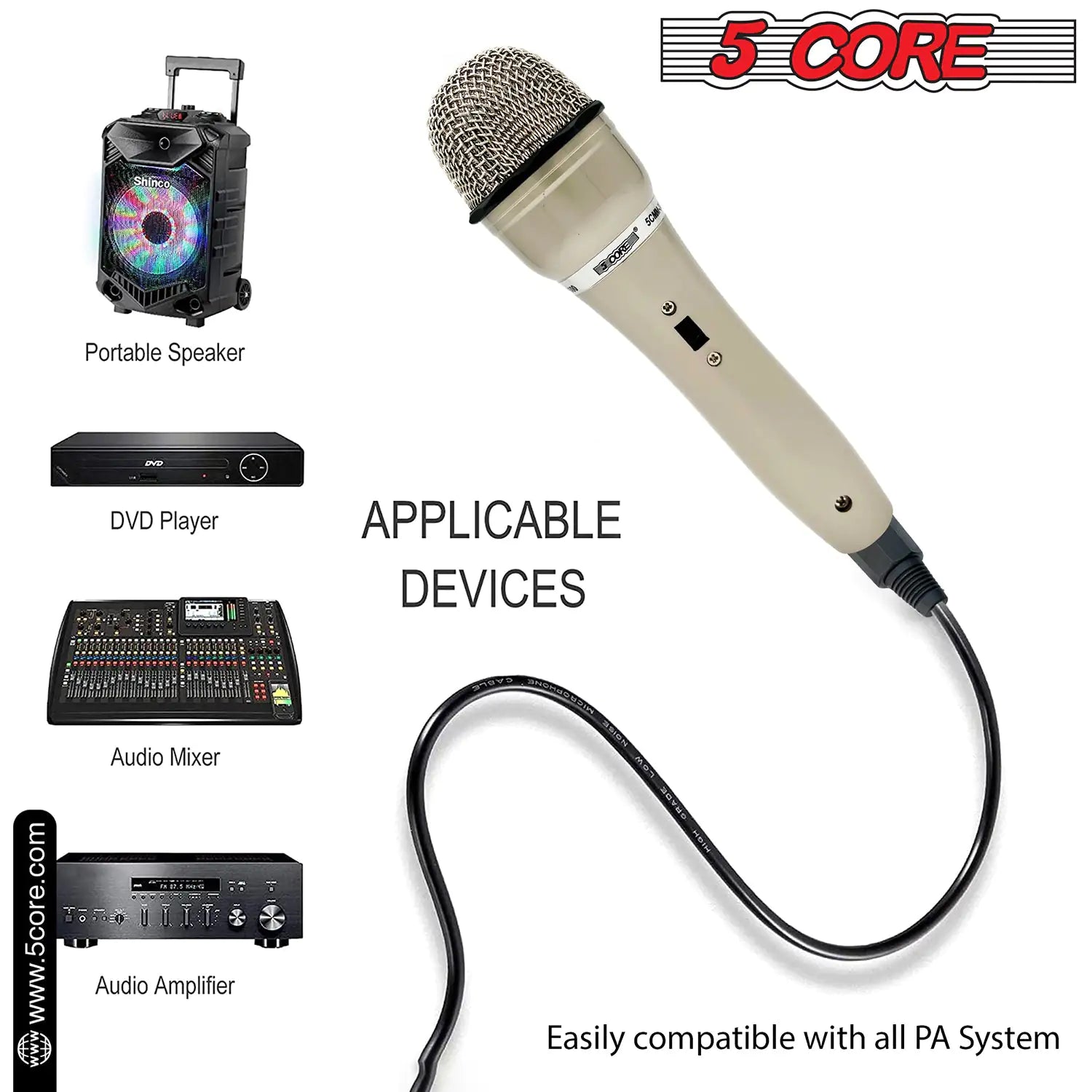 5Core XLR Microphone Dynamic Mic Karaoke Singing Studio Mics Handheld Microfono by Anti Spier
