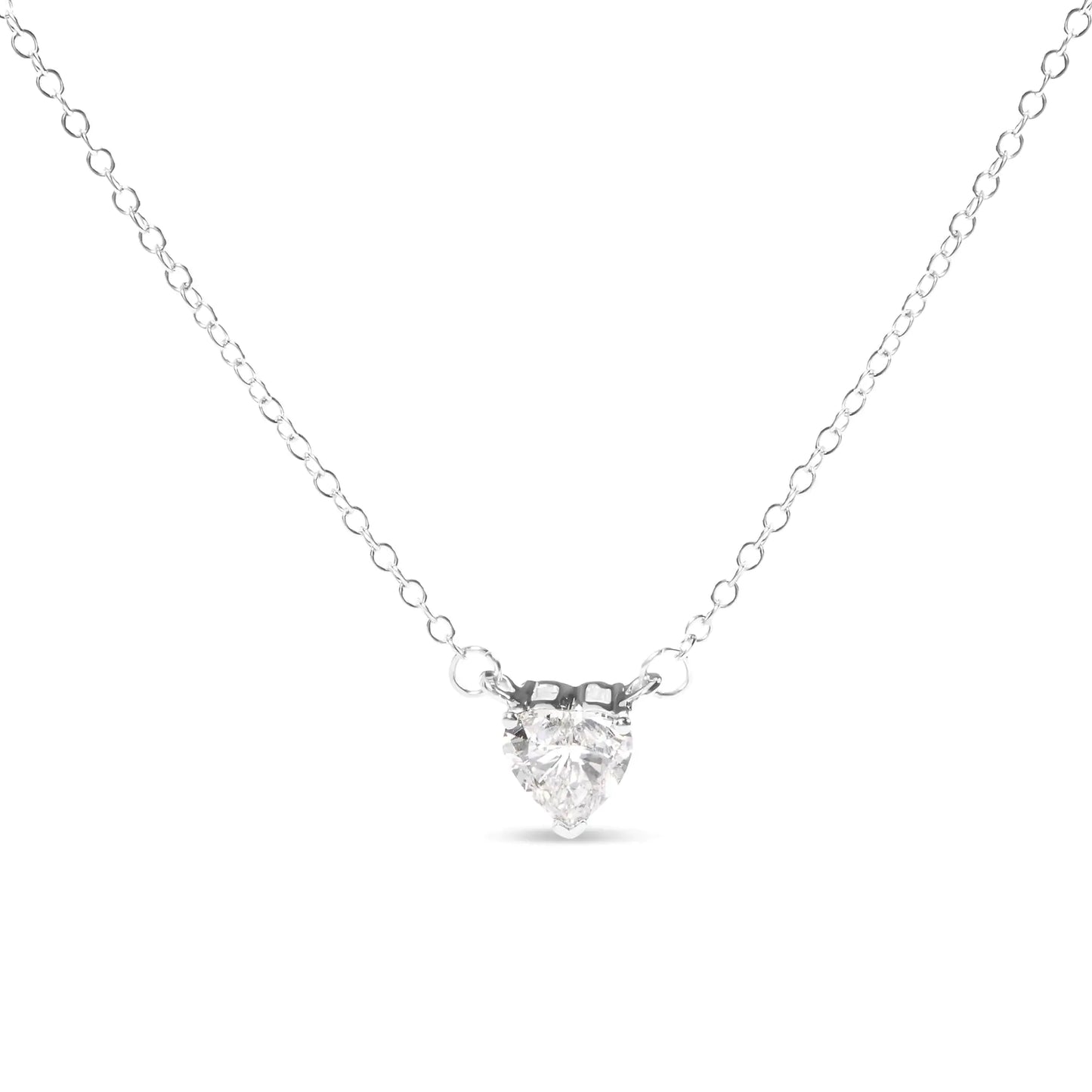 14K White Gold 1.0 Cttw Lab Grown Diamond Heart Shape Solitaire Pendant Necklace (F-G Color, VS1-VS2 Clarity) by Anti Spier