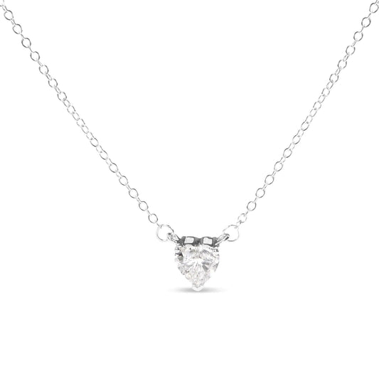 14K White Gold 1.0 Cttw Lab Grown Diamond Heart Shape Solitaire Pendant Necklace (F-G Color, VS1-VS2 Clarity) by Anti Spier