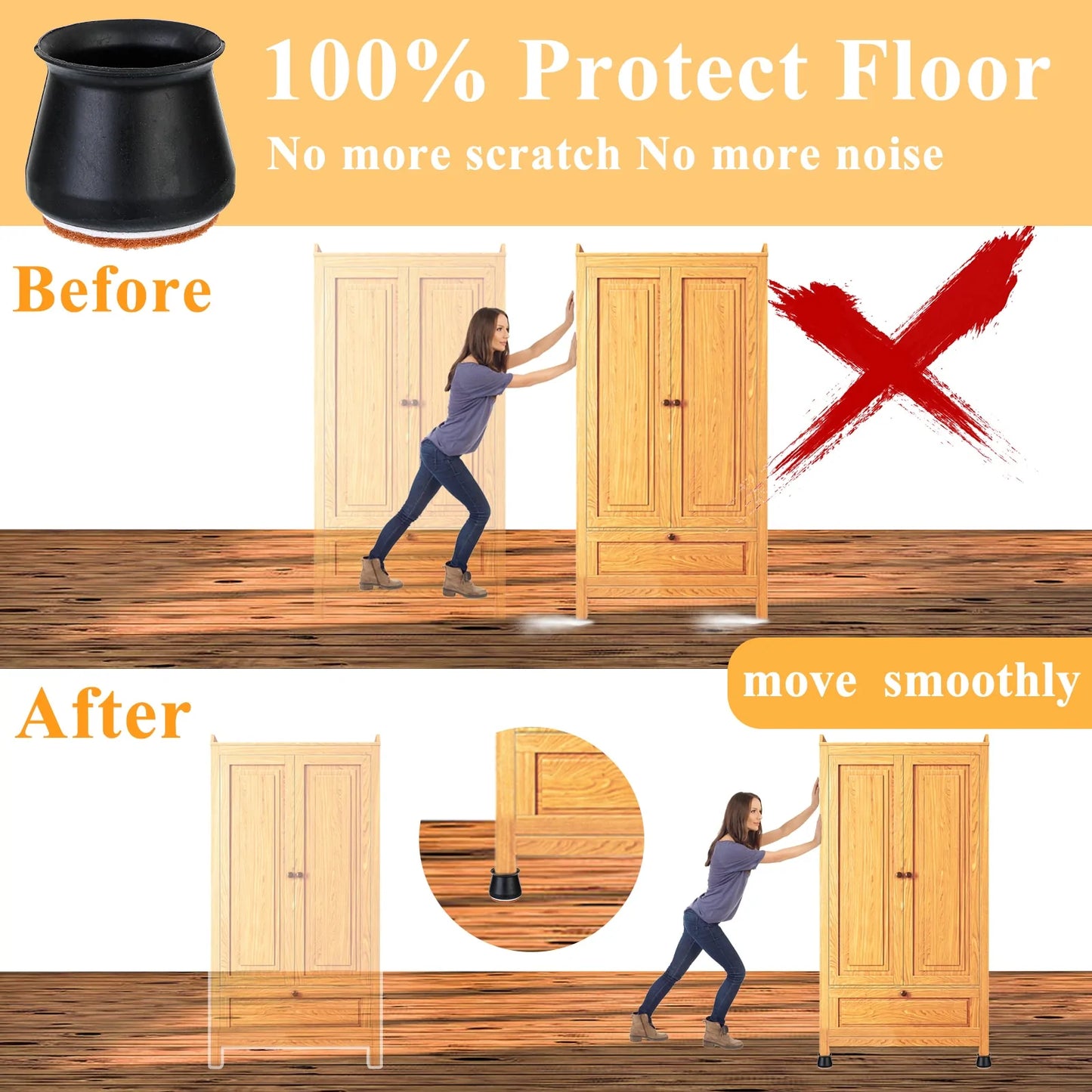 16pcs Silicone Furniture Leg Protectors: Floor Protection & Anti-slip Pads by Anti Spier
