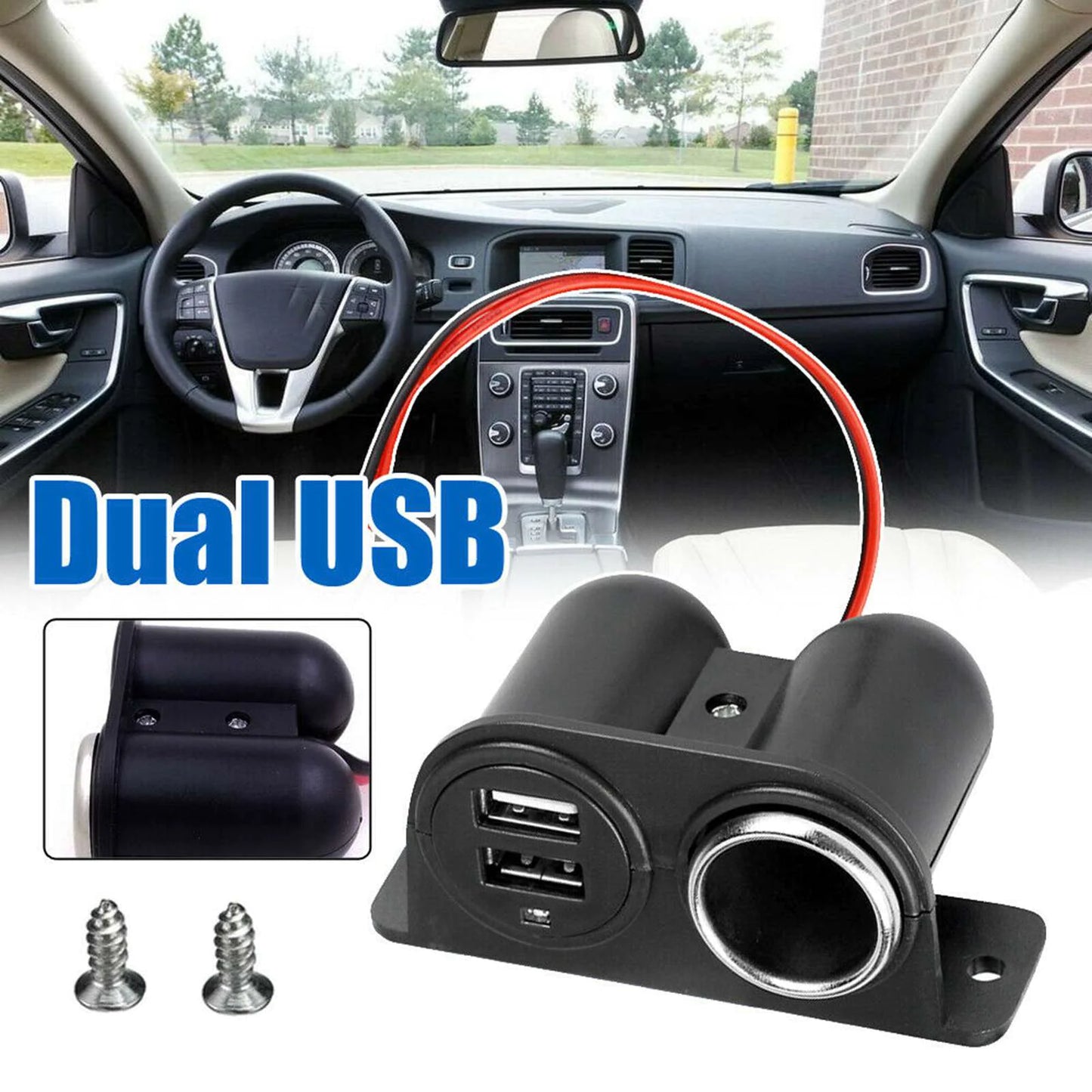 Car Cigarette Lighter Socket Splitter Dual USB Charger Power Adapter Outlet 12V by Anti Spier