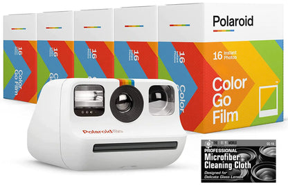 Polaroid Originals Bundle Go Instant Camera with 5 Double Packs (80 Prints) of Color Film and Microfiber Cloth by Anti Spier