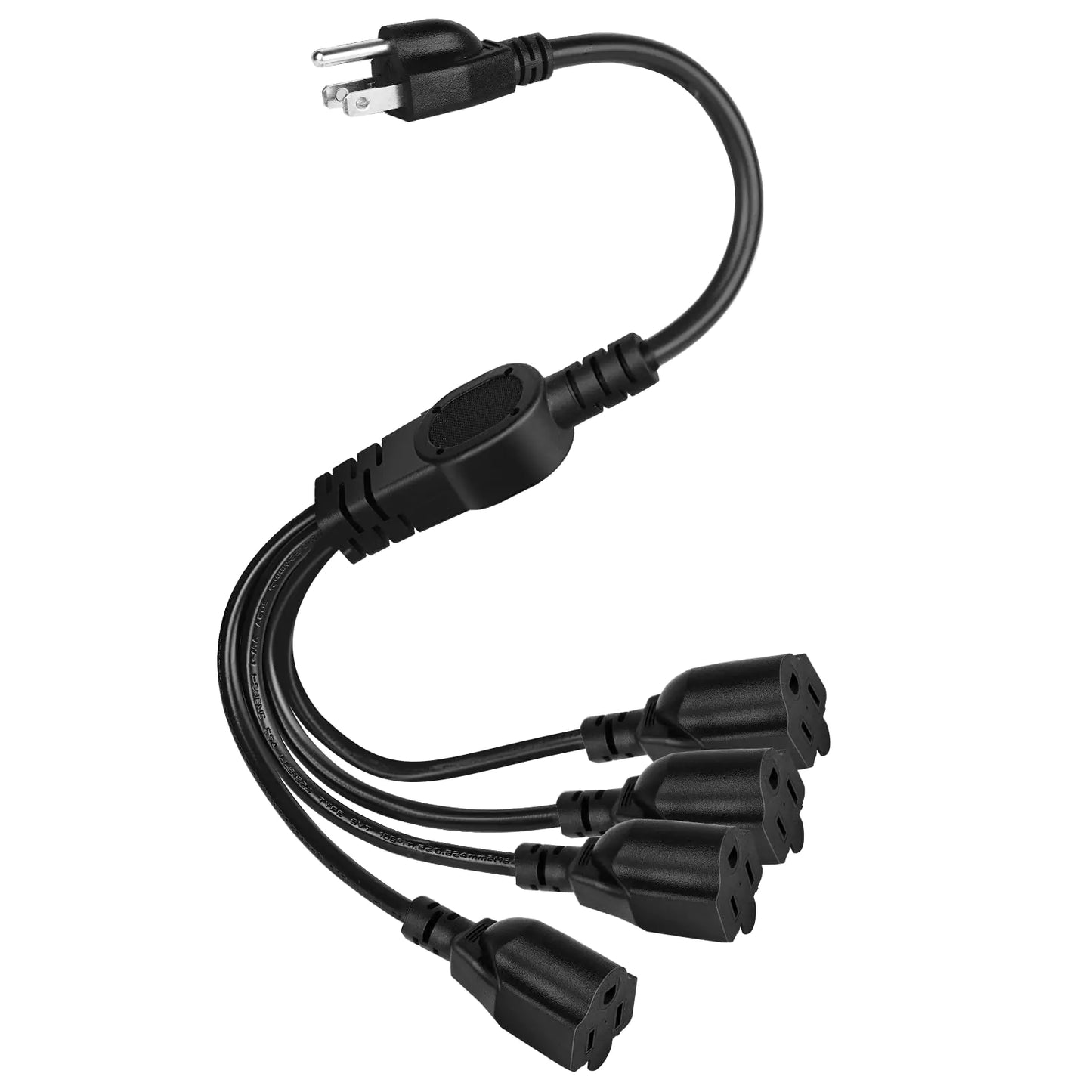 UXWEN 4 Way Extension Cord Splitter- 3 Prong 1 to 4 Power Cable 1.6FT 16AWG 10A/1250W NEMA 5-15P to 4X NEMA 5-15R Y Style 4-Outlet Power Cord Splitter Cord for Home Room Office by Anti Spier