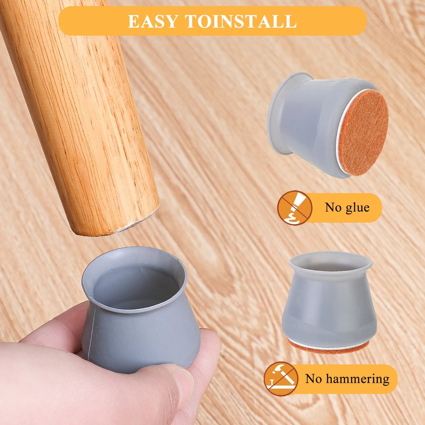 16pcs Silicone Furniture Leg Protectors: Floor Protection & Anti-slip Pads by Anti Spier