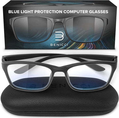 Stylish Blue Light Blocking Glasses for Women or Men - Ease Computer and Digital Eye Strain Dry Eyes Headaches and Blurry Vision - Instantly Blocks Glare from Computers and Phone Screens w/Case by Anti Spier