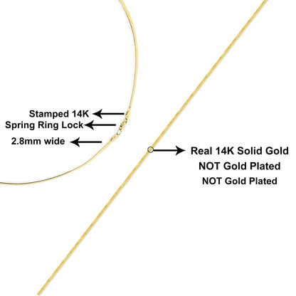 Unisex Solid 14K Gold 2.8mm Imperial Herringbone Chain Necklace by Anti Spier