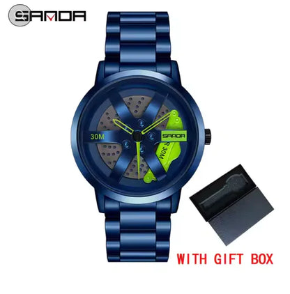 Men's 3D Car Wheel Sports Watch - Waterproof Quartz by Anti Spier