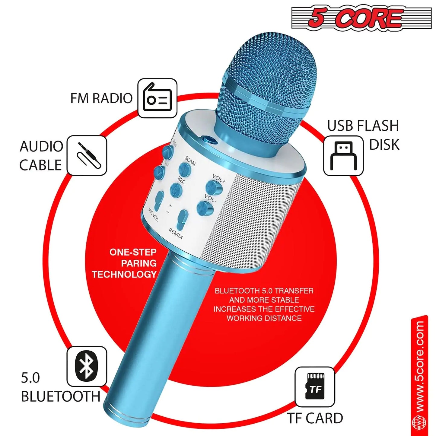 5Core Wireless Karaoke Microphone Bluetooth Mic Portable Handheld Microfonos Inalambricos by Anti Spier