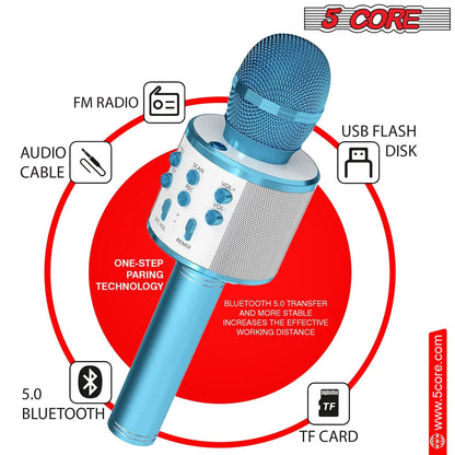 5Core Wireless Karaoke Microphone Bluetooth Mic Portable Handheld Microfonos Inalambricos by Anti Spier