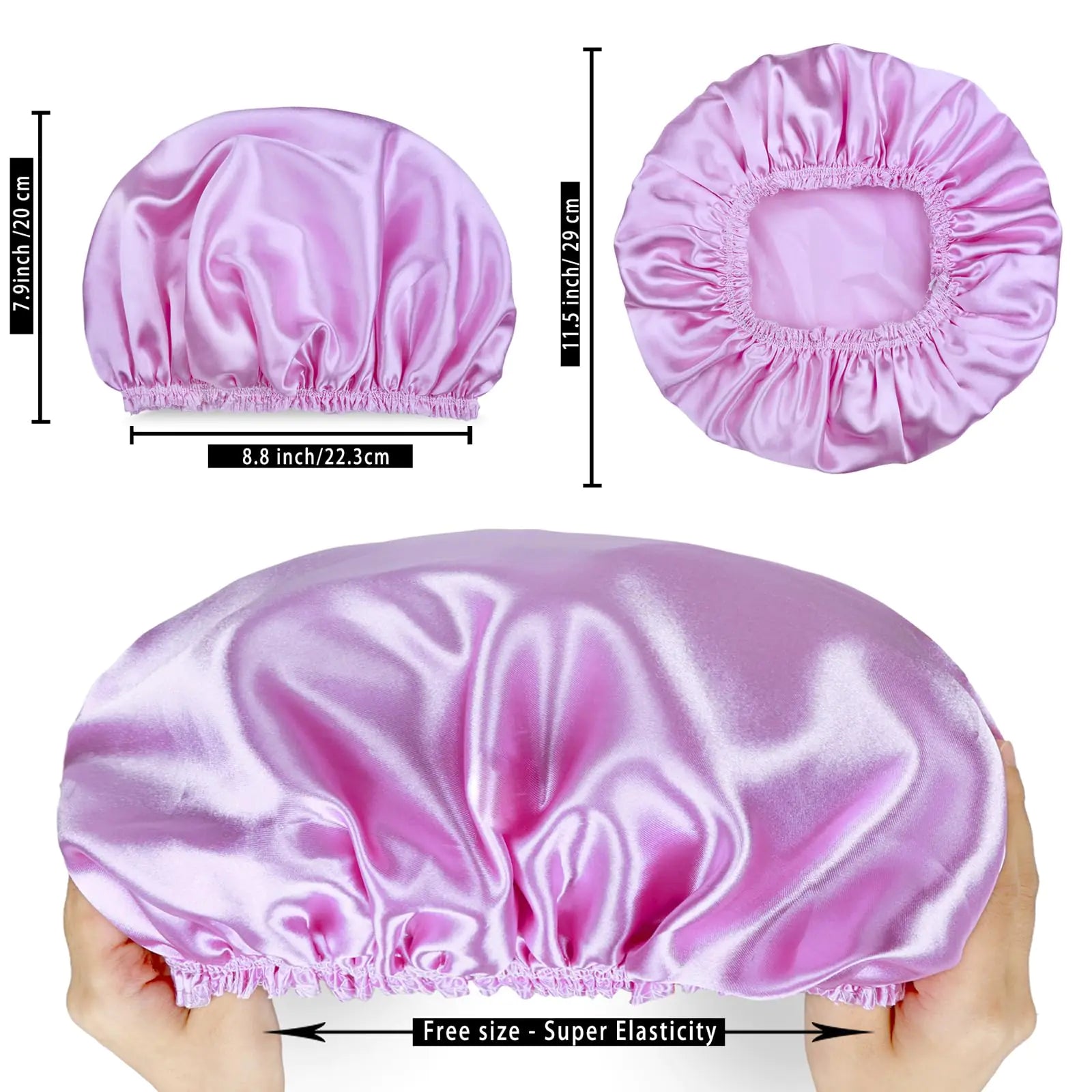 Shower Caps for Women, 4 PCS Elastic and Reusable Bath Caps, Double Waterproof Layers Shower Cap, Bathing Shower Caps, Environmental Protection Hair Bath Hat - Solid Color Solid Color 4 PCS/Set by Anti Spier