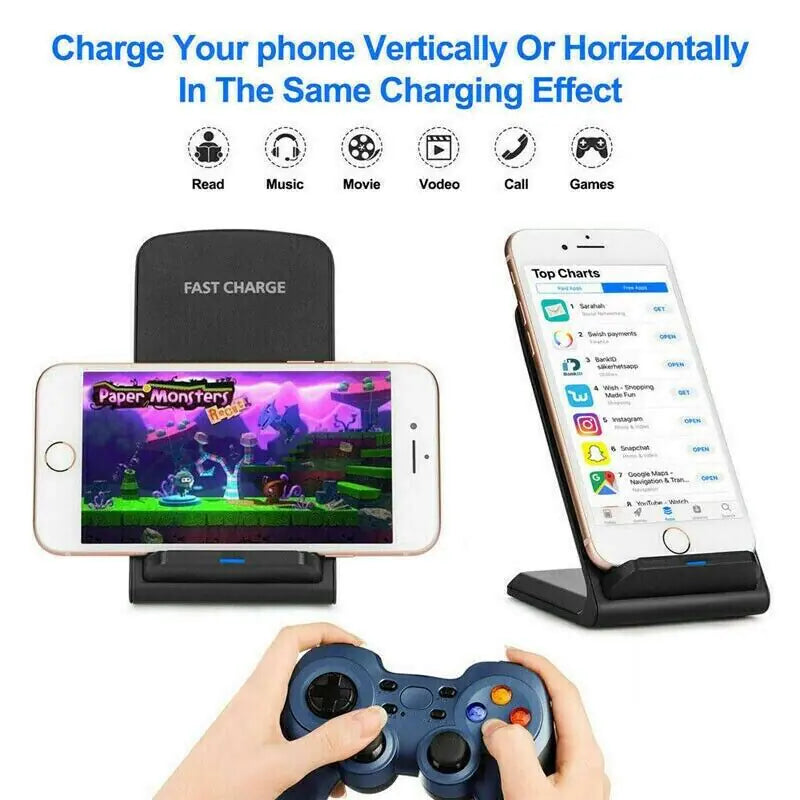 Qi Wireless Fast Charger Charging Pad Stand Dock For Samsung Galaxy iPhone Phone by Anti Spier