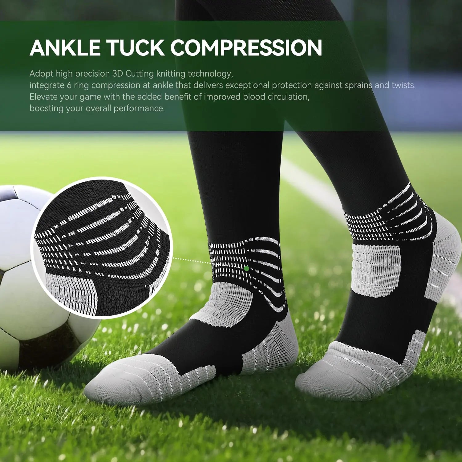 IRAMY Compressive Soccer Socks Ankle Compression Support Coolmax Wicking Anti-Slip Football Baseball Softball 1/2/3 Packs Small Red-two Packs by Anti Spier