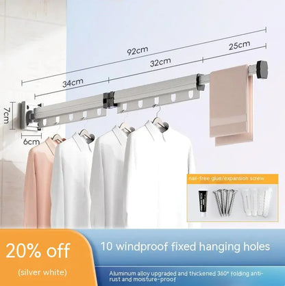 Retractable Aluminum Suction Cup Clothes Hanger by Anti Spier