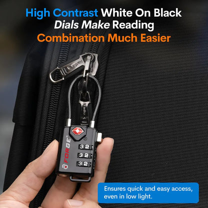 TSA Approved Cable Luggage Locks, Re-settable Combination with Alloy Body Black Single Pack by Anti Spier