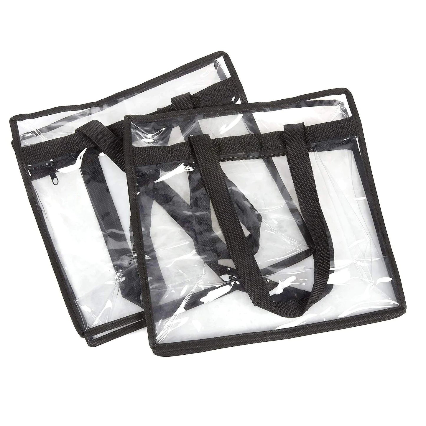 2x Clear PVC Tote Bag Women Large Transparent Handbag Zip Purse Stadium Security by Anti Spier