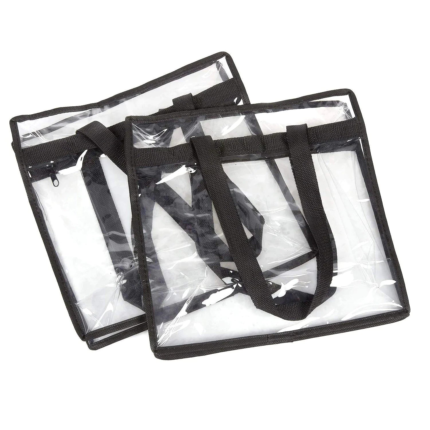 2x Clear PVC Tote Bag Women Large Transparent Handbag Zip Purse Stadium Security by Anti Spier
