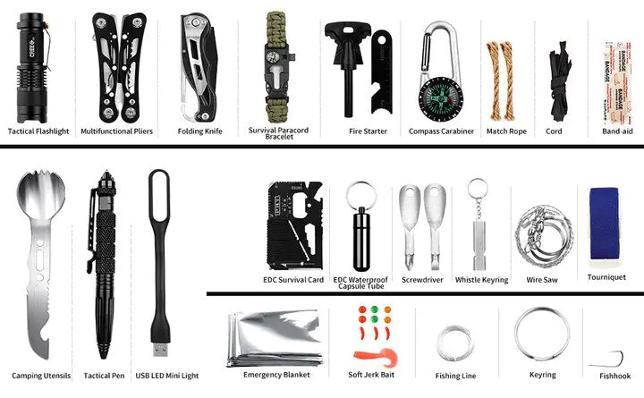 Emergency Survival Gear Kits 60 in 1 Outdoor Gear Tools Box Kit Set by Anti Spier