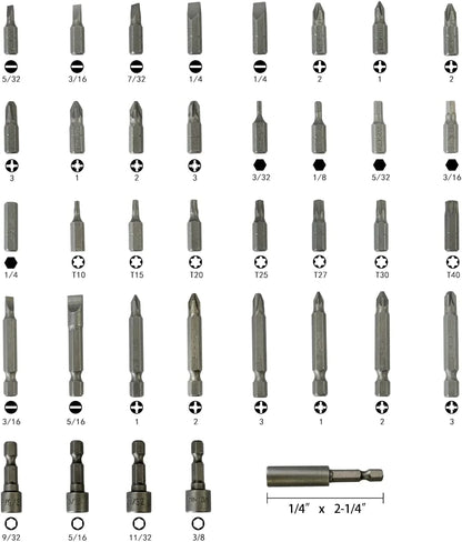 37 Piece Impact Screwdriver Bit Set Nut Driver Torx Phillips Tool Magnetic Drill by Anti Spier
