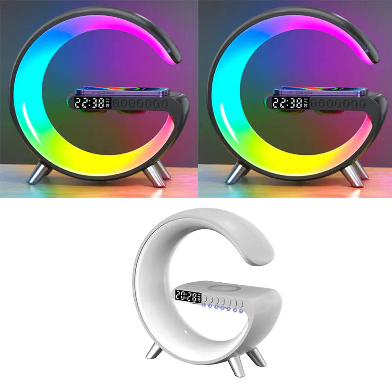 New Intelligent G Shaped LED Lamp Bluetooth Speake Wireless Charger Atmosphere Lamp App Control For Bedroom Home Decor by Anti Spier