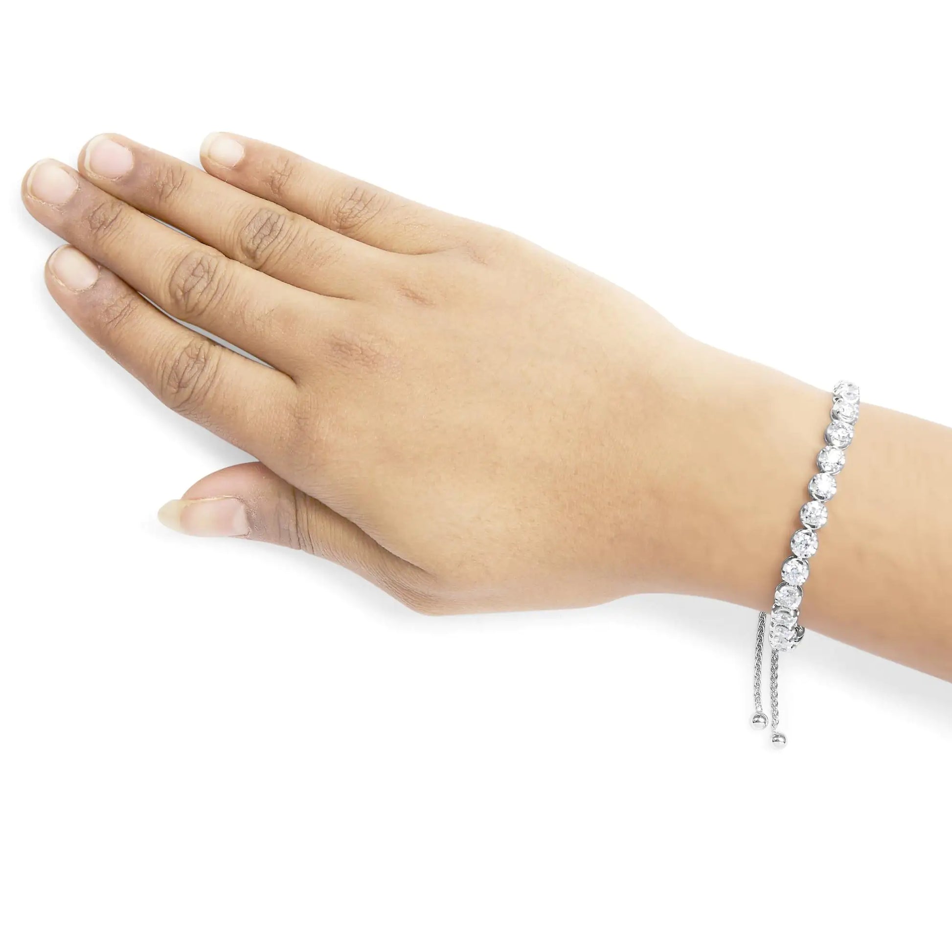 14K White Gold 6.00 Cttw Diamond 4”-10” Adjustable Bolo Tennis Bracelet (I-J Color, I1-I2 Clarity) by Anti Spier