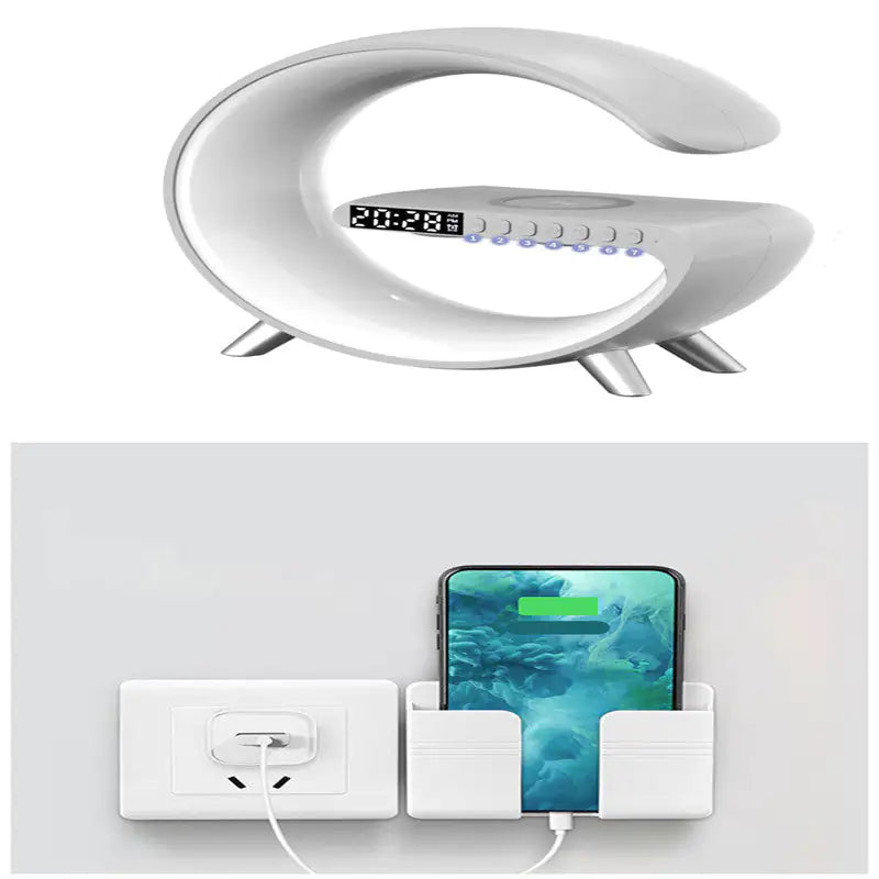 New Intelligent G Shaped LED Lamp Bluetooth Speake Wireless Charger Atmosphere Lamp App Control For Bedroom Home Decor by Anti Spier