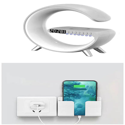 New Intelligent G Shaped LED Lamp Bluetooth Speake Wireless Charger Atmosphere Lamp App Control For Bedroom Home Decor by Anti Spier