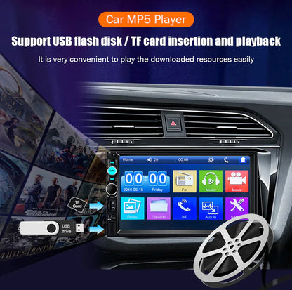 7" Double 2 DIN Car MP5 Player Bluetooth Touch Screen Stereo Radio With Camera by Anti Spier
