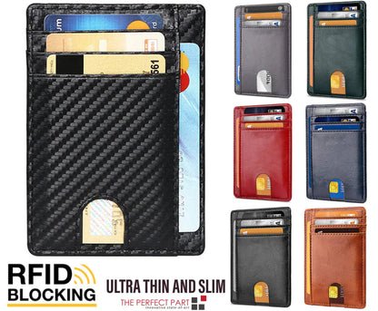Leather Slim Wallet Credit Card Holder RFID Blocking Pocket ID Money USA by Anti Spier