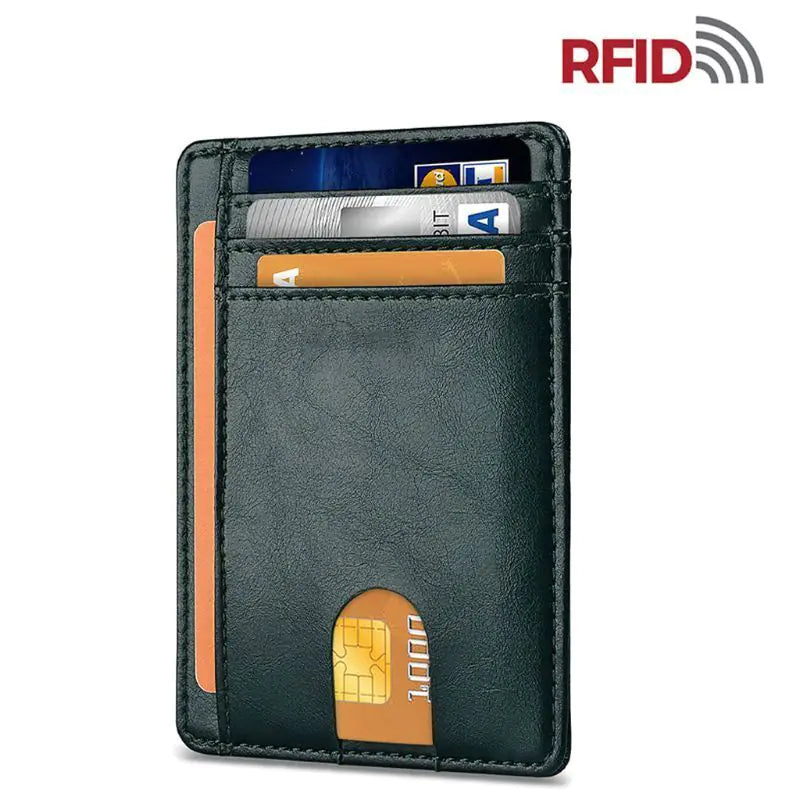 Leather Slim Wallet Credit Card Holder RFID Blocking Pocket ID Money USA by Anti Spier