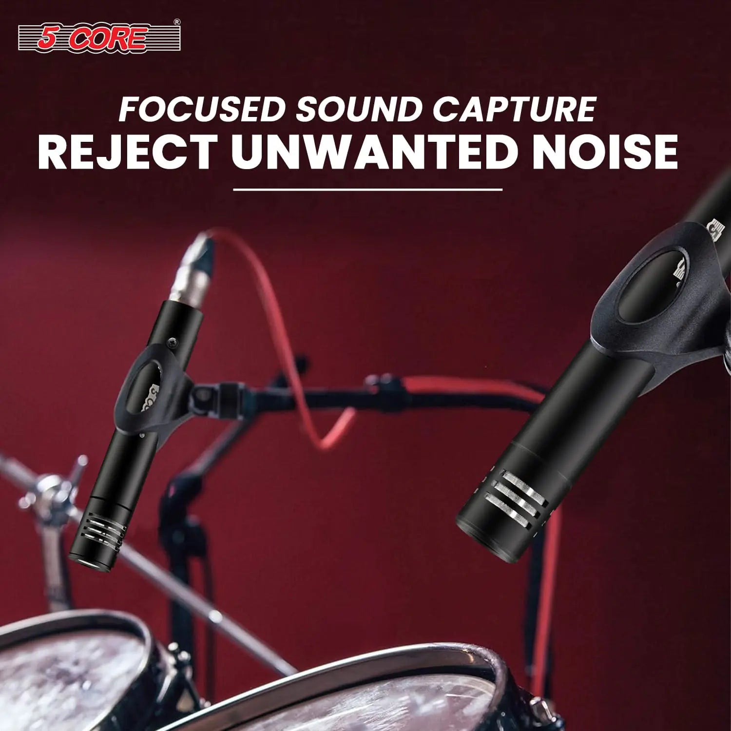 5Core Dynamic Instrument Microphone Professional XLR Cardioid Pencil Stick Condenser Mic by Anti Spier