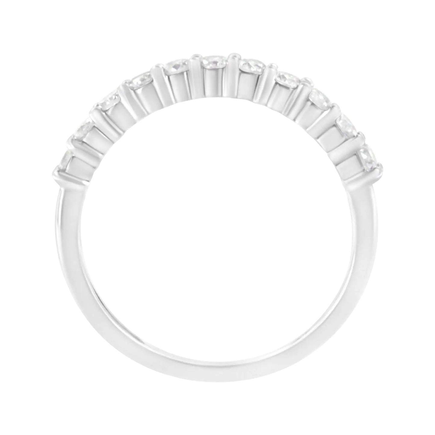 IGI Certified 1/2 Cttw Diamond 10K White Gold Prong Set Fluted Band Style Ring (I-J Color, I2-I3 Clarity) by Anti Spier