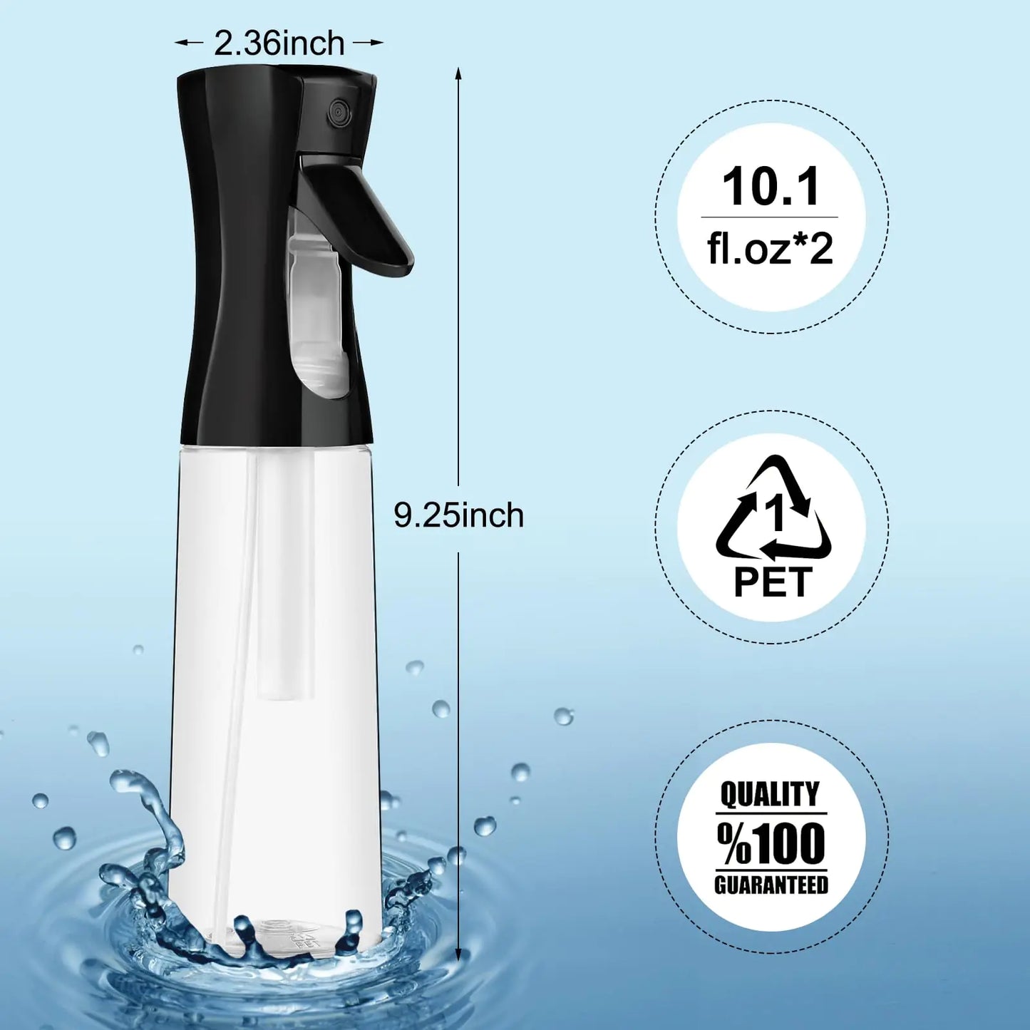 Continuous Spray Bottle for Hair (10.1oz/300ml) 2 Pack Home Essentials Spray Bottles For Cleaning Empty Ultra Fine Water Mister Sprayer For Hairstyling Garden Plants Curly Hair Perfume Etc by Anti Spier