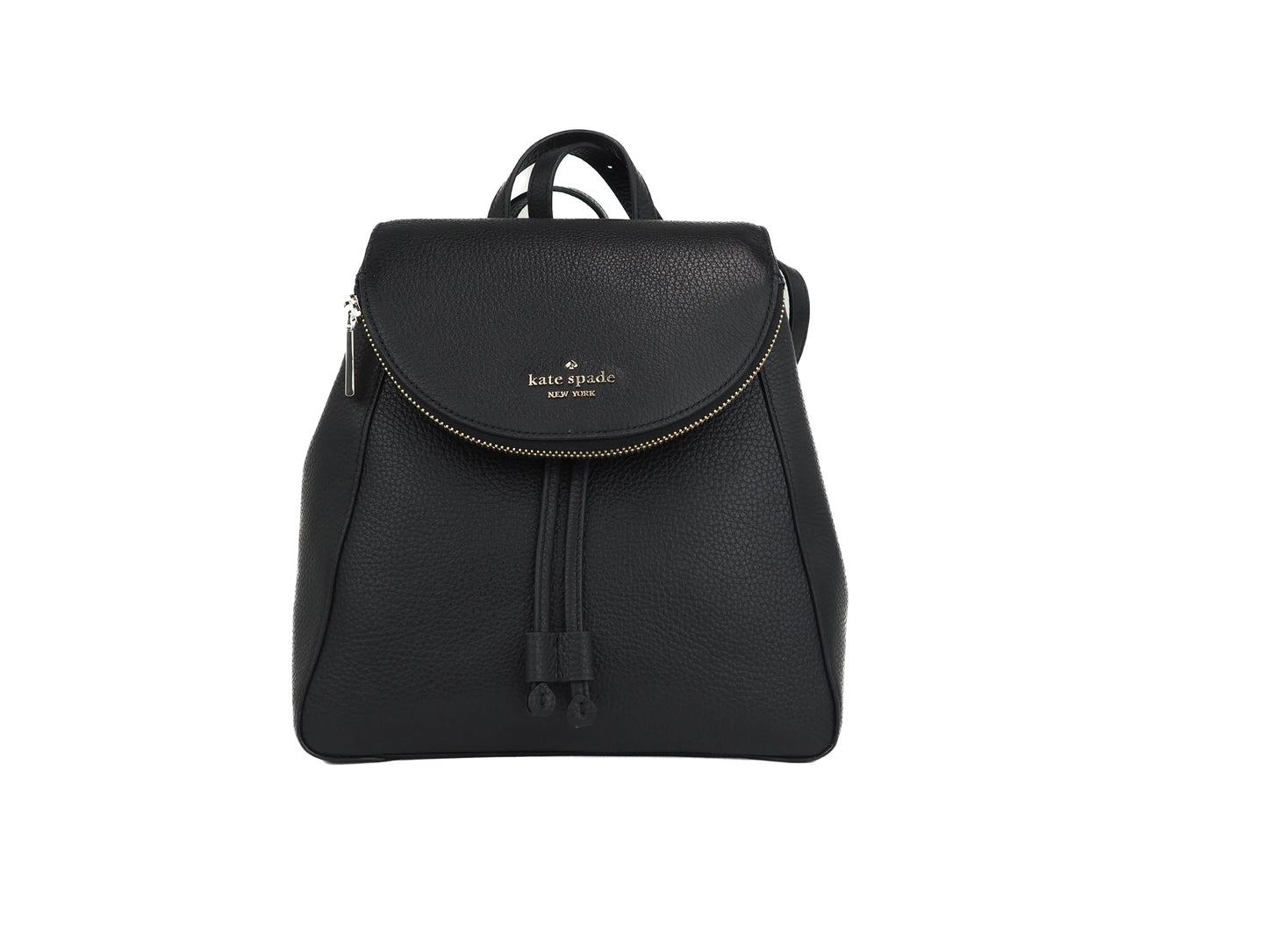 Kate Spade Leila Black Pebbled Leather Medium Flap Shoulder Backpack Book Bag by Anti Spier