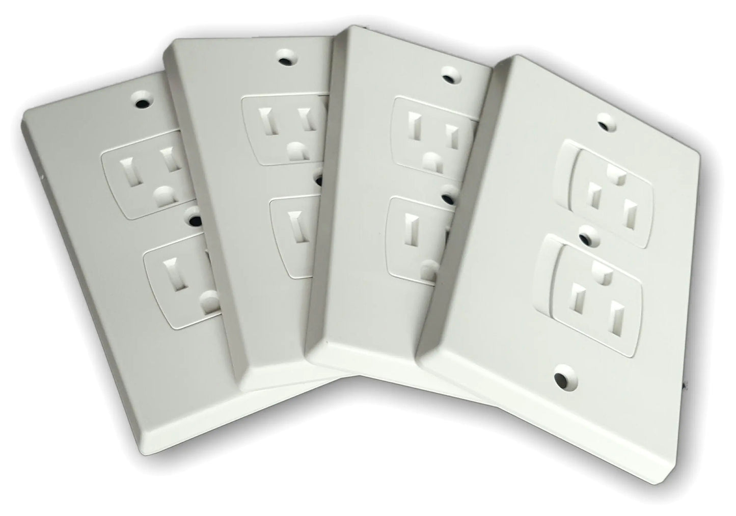 Self-Closing Electrical Wall Outlet Covers for Baby Proofing Premium Plastic Standard-Size Child Proof Outlet Cover 4.6 x 3 Inches Pack of 4 White - Wonderkid by Anti Spier