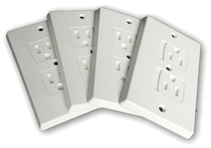Self-Closing Electrical Wall Outlet Covers for Baby Proofing Premium Plastic Standard-Size Child Proof Outlet Cover 4.6 x 3 Inches Pack of 4 White - Wonderkid by Anti Spier