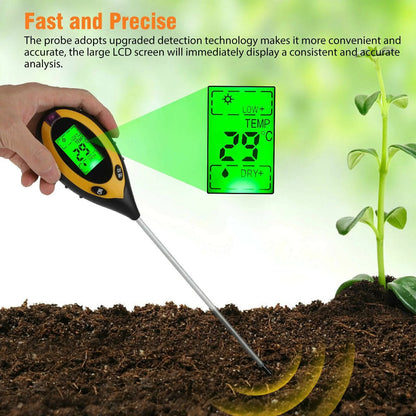 4 In 1 LCD Digital Soil Tester PH Water Moisture Temperature Sunlight Plant Test by Anti Spier