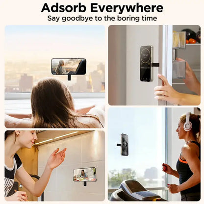 Joyroom Magnetic Suction Cup Phone Mount Hand-Free Mirror Shower Silicone Suction Phone Case Grip Stand Holder For iPhone 15 Pro by Anti Spier