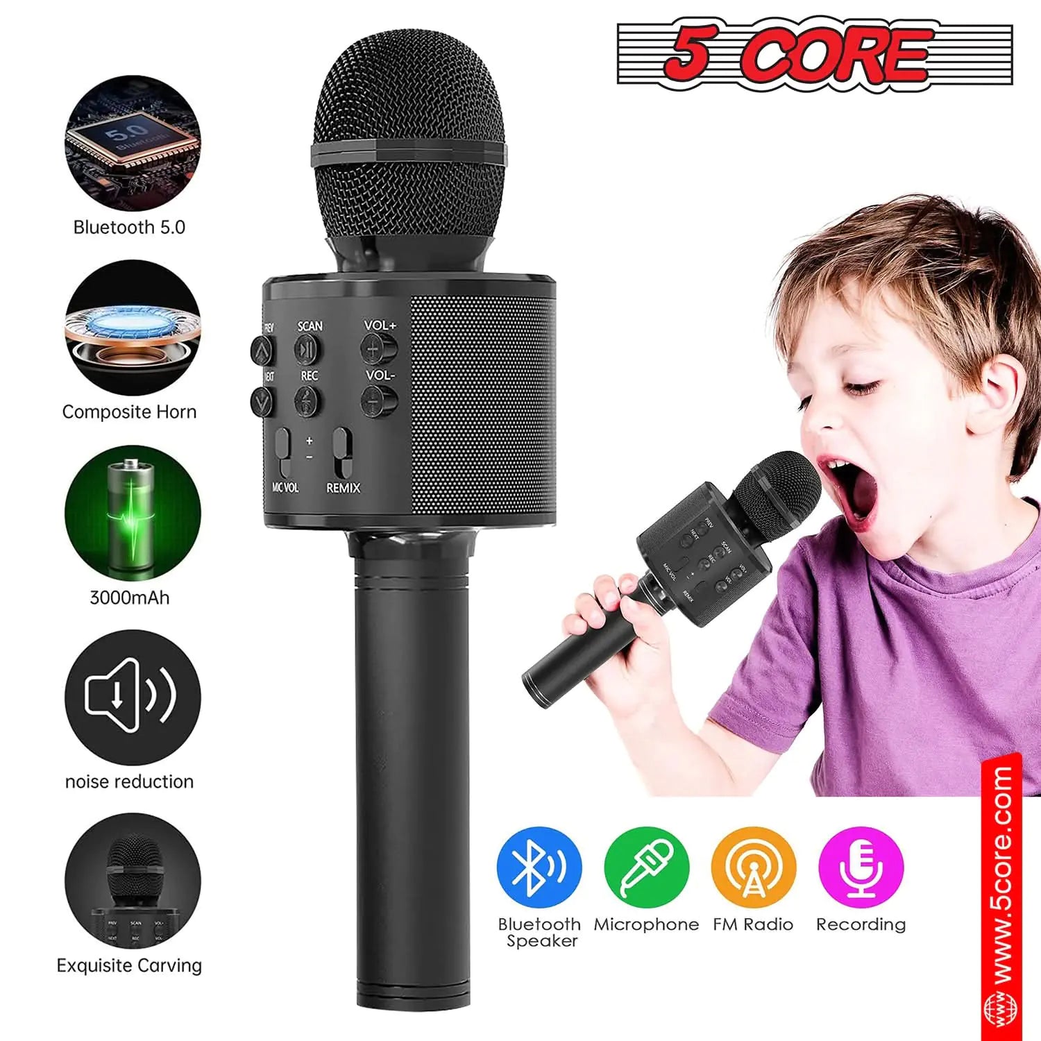 5Core Wireless Karaoke Microphone Bluetooth Mic Portable Handheld Microfonos Inalambricos by Anti Spier