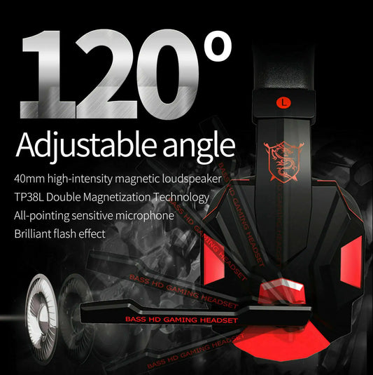 3.5mm Gaming Headset Mic LED Headphones Stereo Bass Surround For PC PS4 Xbox One by Anti Spier