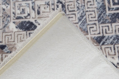 Aksu Non-Slip Floor Carpet with Tassels 120x180 Lois Blue by Anti Spier