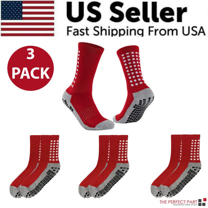 3 Pair Sport Socks Anti Slip W/ Grip Soccer Men Football Basketball Sock Premium by Anti Spier