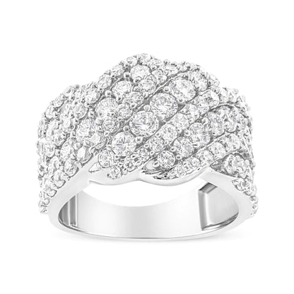 10K Yellow Gold 3.00 Cttw Diamond Multi Row Cluster Band Ring (I-J Color, I3 Clarity) by Anti Spier