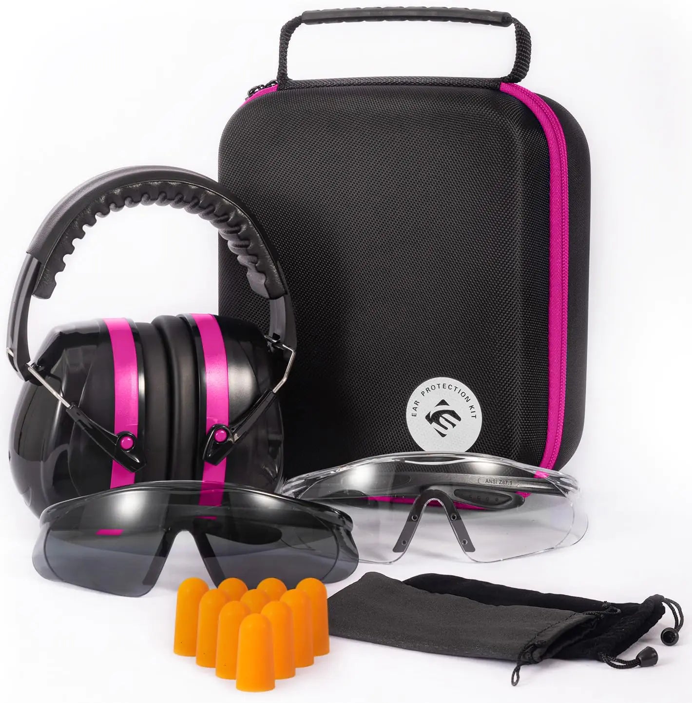 kimkamte Shooting ear protection safety eamuffs Gun range hearing protection Shooting glasses Earplugs carrying case by Anti Spier