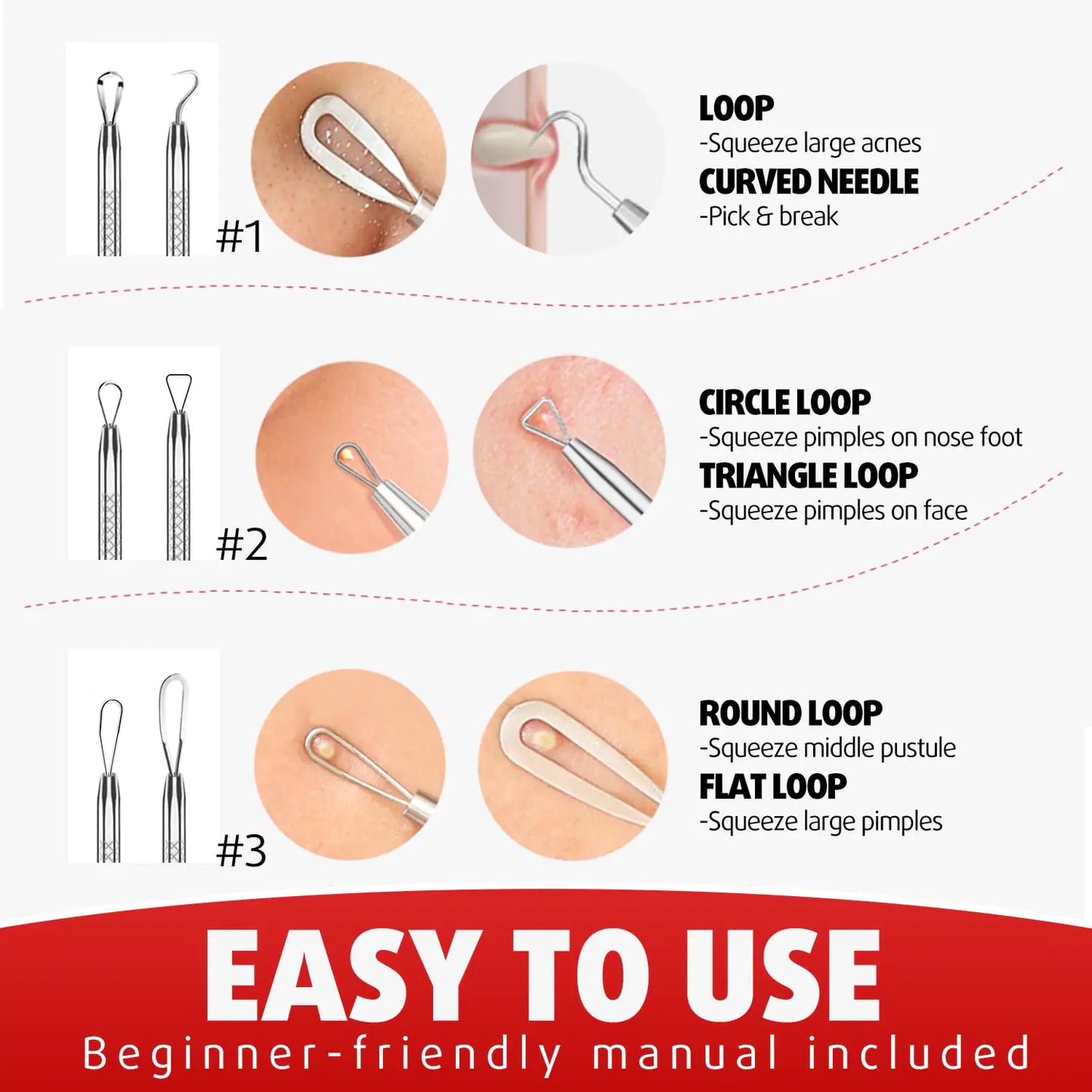 Cbiumpro Blackhead Remover Tools, Pimple Popper Tool Kit, Blackhead Extractor Tool, Zit Popper Tool, Professional Pimple Extractor Tool for Blackhead, Acne, Whitehead, Comedone on Nose - with Case Pimple Popper Tools 6 Pack - Cool Black by Anti Spier
