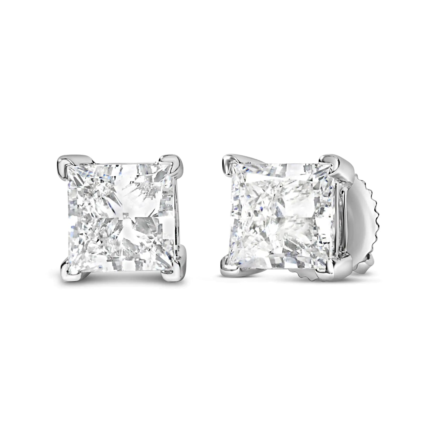 14K White Gold Princess Cut Lab-Grown Diamond Solitaire Stud Earrings (F-G Color, VS2-SI1 Clarity) by Anti Spier