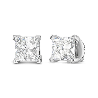 14K White Gold Princess Cut Lab-Grown Diamond Solitaire Stud Earrings (F-G Color, VS2-SI1 Clarity) by Anti Spier