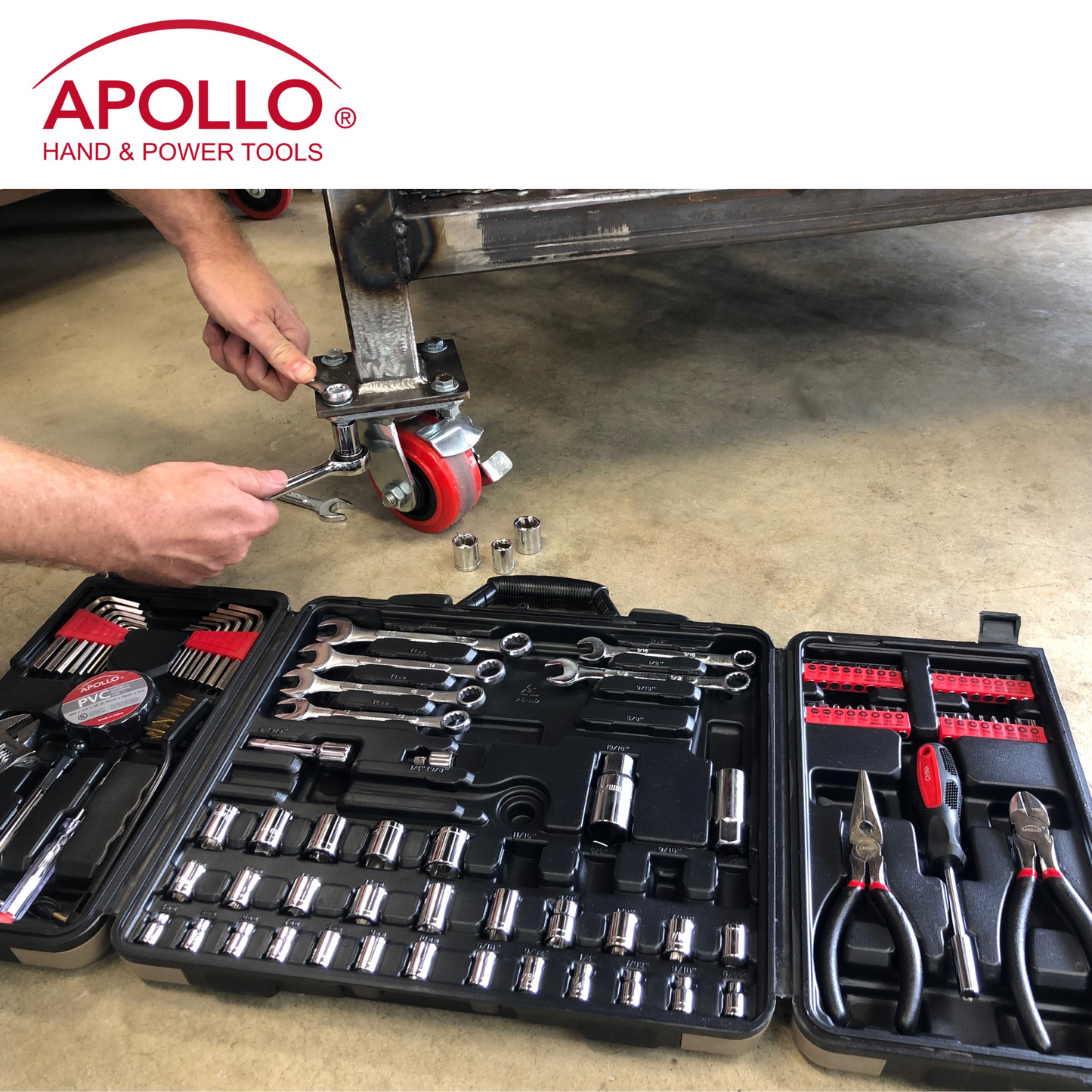 101 Piece Mechanic Tool Set for Vehicle and Home Maintenance, Roadside Emergencies. SAE and Metric Tool Set for Car, Boat, RV, Bikes - DT0006 by Apollo Tools