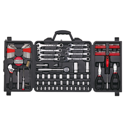 101 Piece Mechanic Tool Set for Vehicle and Home Maintenance, Roadside Emergencies. SAE and Metric Tool Set for Car, Boat, RV, Bikes - DT0006 by Apollo Tools